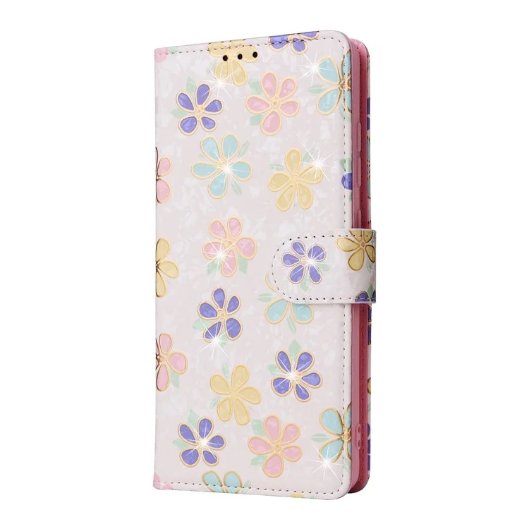 Para Samsung Galaxy A53 5G Lacquered PU Leather Case Stand Wallet Full Protection RFID Blocking Phone Cover - Colorful Flower