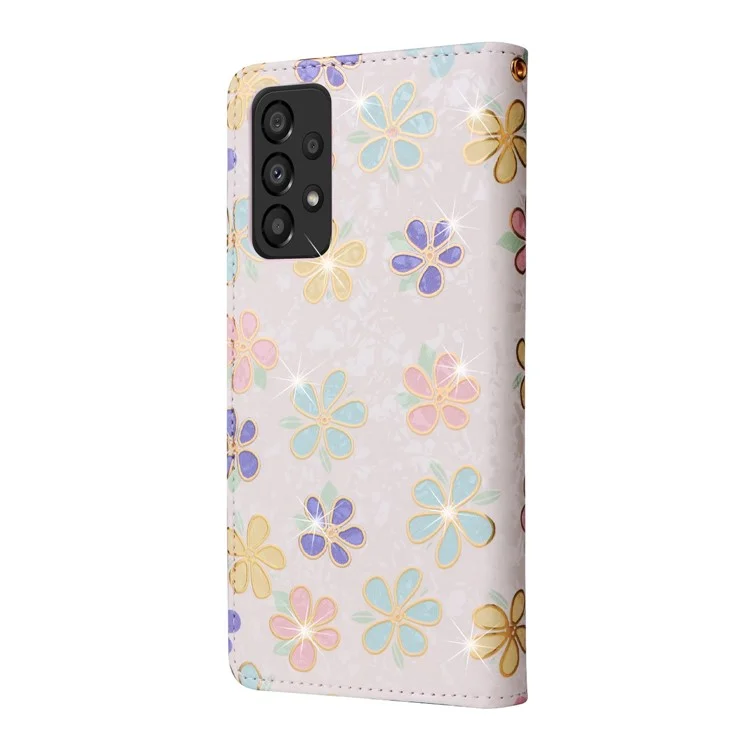 Para Samsung Galaxy A53 5G Lacquered PU Leather Case Stand Wallet Full Protection RFID Blocking Phone Cover - Colorful Flower