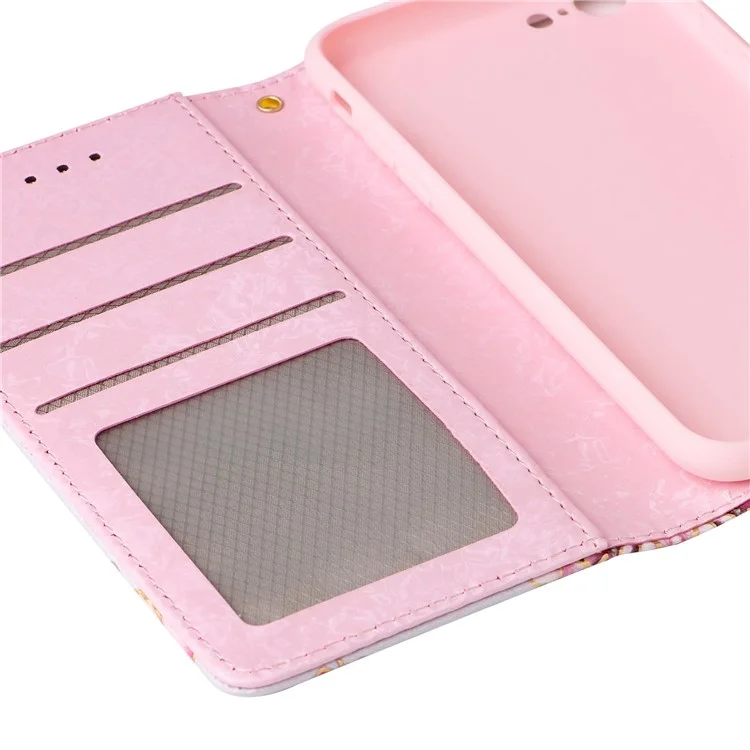 For iPhone 7 / 8 4.7 inch / SE (2020) / SE (2022) Lacquered PU Leather Case RFID Blocking Wallet Stand Magnetic Clasp Cover - Rose Flower