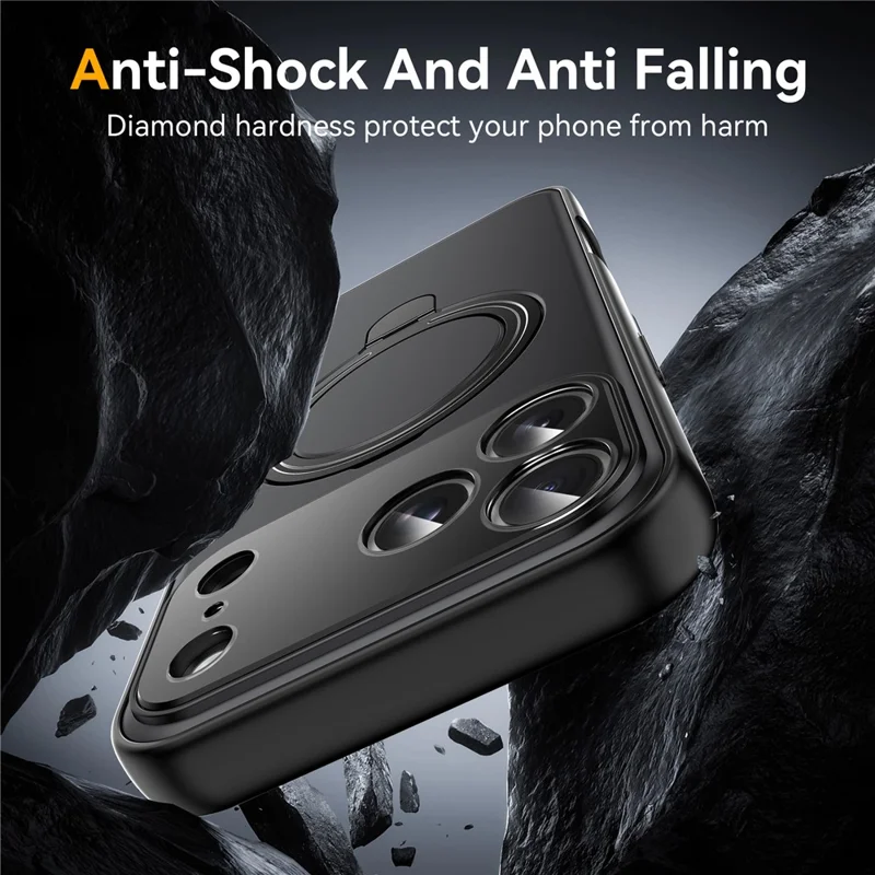 Achat en gros pour coque iPhone 17 Pro compatible MagSafe avec support intégré, housse arrière mate en TPU et PC - Noir