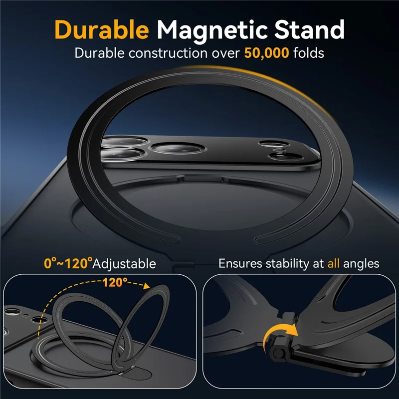 Achat en gros pour coque iPhone 17 Pro compatible MagSafe avec support intégré, housse arrière mate en TPU et PC - Noir