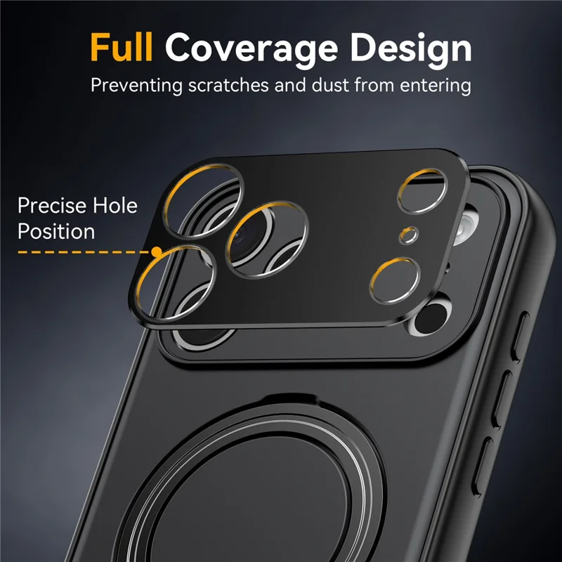 Achat en gros pour coque iPhone 17 Pro compatible MagSafe avec support intégré, housse arrière mate en TPU et PC - Noir