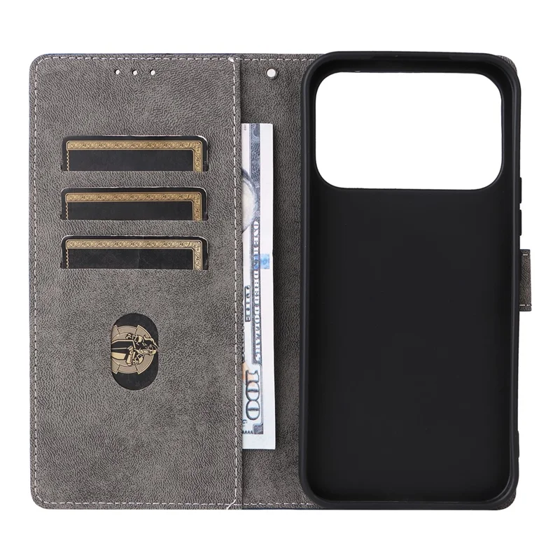 Fodral för Xiaomi Poco F8 Ultra / Redmi K90 Pro Max 5G, plånbok med RFID-skydd, polyuretanläder, telefonhölse med ställfot och rem – Svart