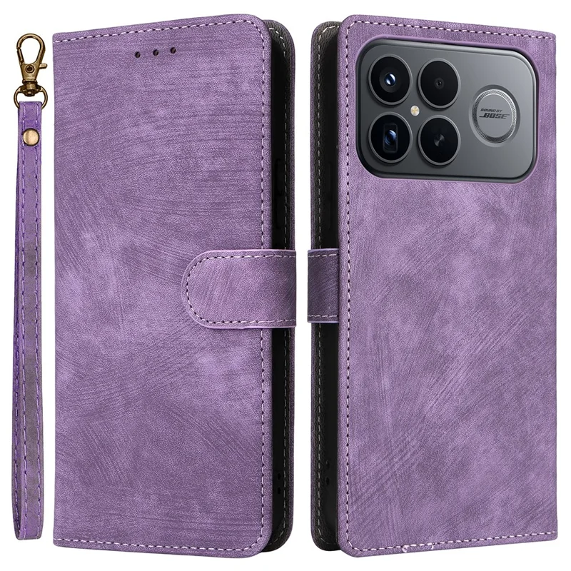 For Xiaomi Poco F8 Ultra / Redmi K90 Pro Max 5G Case Wallet RFID Blocking PU Leather Phone Cover Stand with Strap - Purple