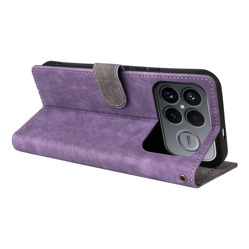 For Xiaomi Poco F8 Ultra / Redmi K90 Pro Max 5G Case Wallet RFID Blocking PU Leather Phone Cover Stand with Strap - Purple