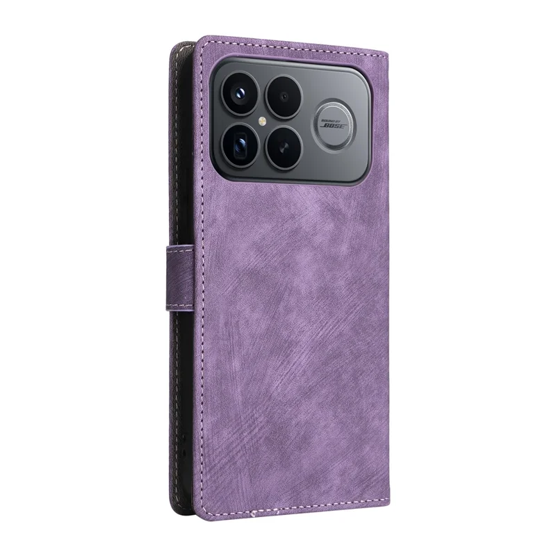For Xiaomi Poco F8 Ultra / Redmi K90 Pro Max 5G Case Wallet RFID Blocking PU Leather Phone Cover Stand with Strap - Purple