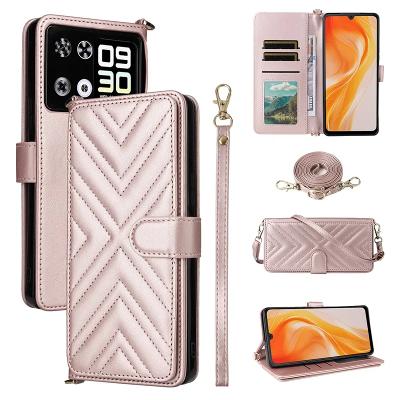 Capa de Couro para Cubot P90 com Suporte, Carteira e Alça de Ombro / Punho - Rosa