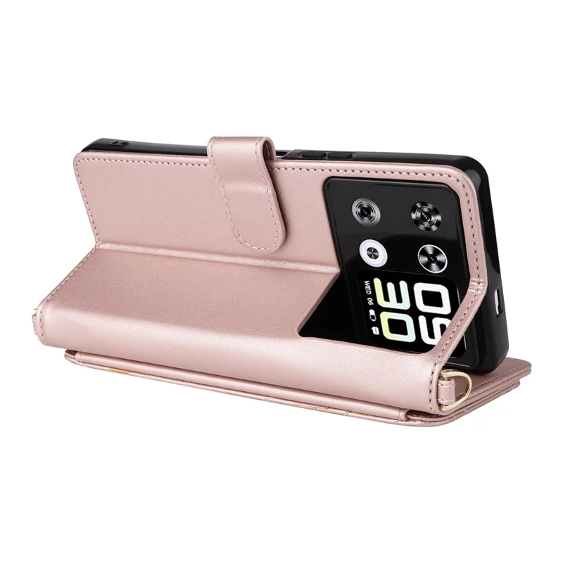 Capa de Couro para Cubot P90 com Suporte, Carteira e Alça de Ombro / Punho - Rosa