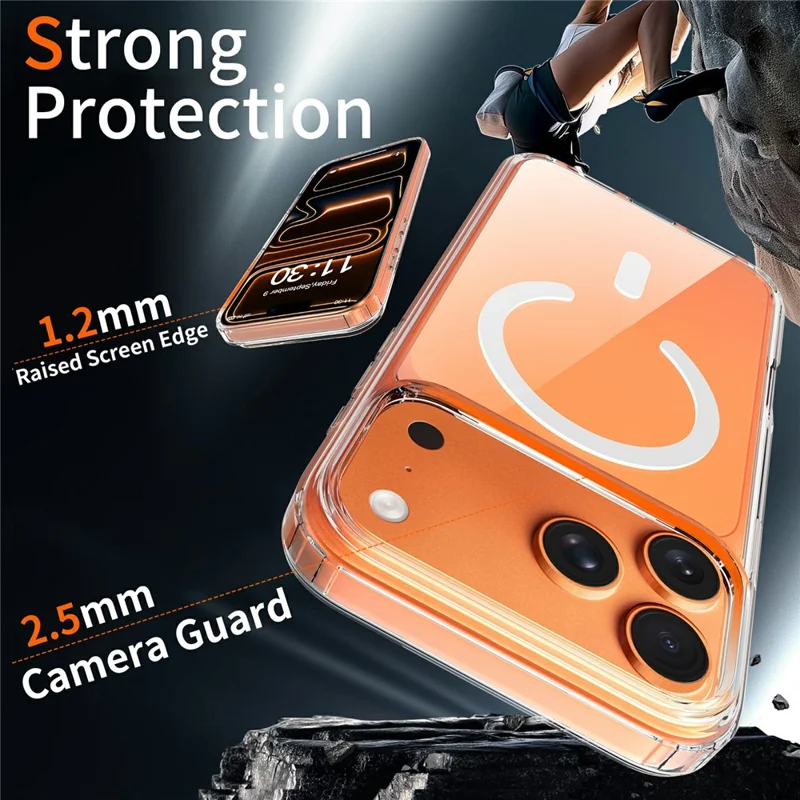 Achat en vrac pour coque transparente iPhone 17 Pro Max compatible MagSafe, housse de téléphone TPU PC 1,5 mm - Transparent