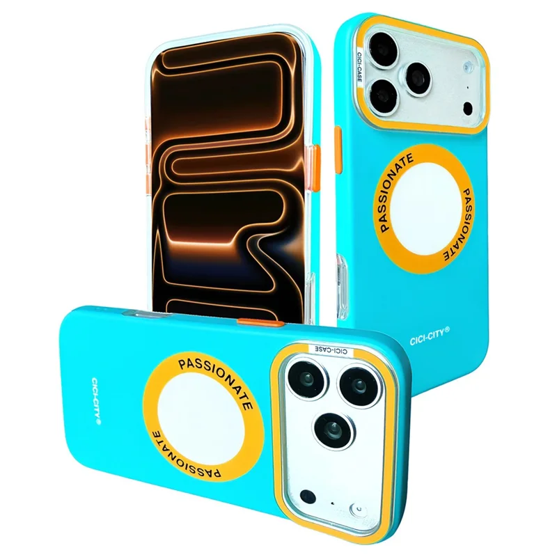 CICI-CITY Funda para iPhone 17 Pro Compatible con MagSafe, Funda Mate IMD de PC + TPU con Marco de Cámara Desmontable - Azul