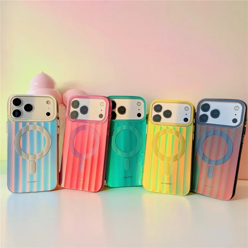 CICI-CITY Capa para iPhone 17 Pro Max Compatível com MagSafe, Capa IMD Mate Gradiente em PC TPU - Branco