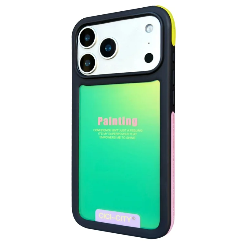 CICI-CITY For iPhone 17 Pro Max IMD Case Dopamine TPU + PC Drop Proof Phone Cover - Black+Apple Green