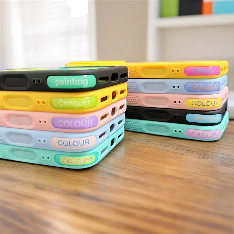 CICI-CITY For iPhone 17 Pro Max IMD Case Dopamine TPU + PC Drop Proof Phone Cover - Black+Apple Green