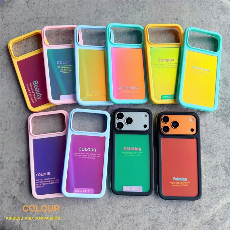 CICI-CITY For iPhone 17 Pro Max IMD Case Dopamine TPU + PC Drop Proof Phone Cover - Black+Apple Green