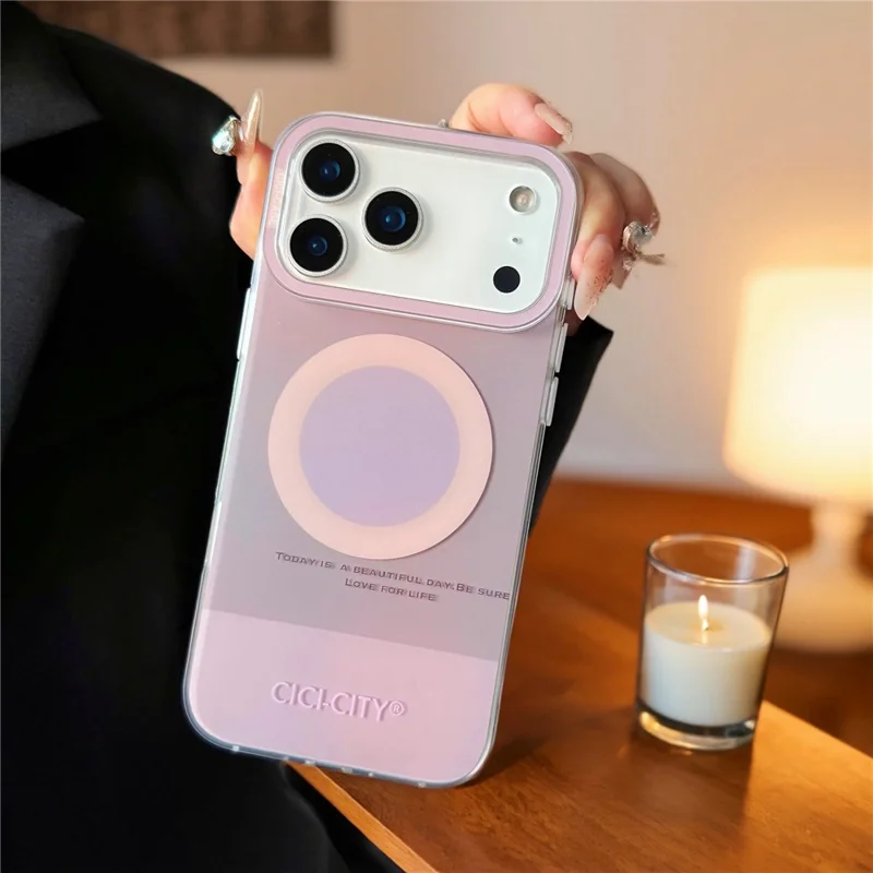 CICI-CITY Capa para iPhone 17 Pro Max Compatível com MagSafe, Capa de Telemóvel em PC + TPU com Cor Macaron IMD - Cinzento