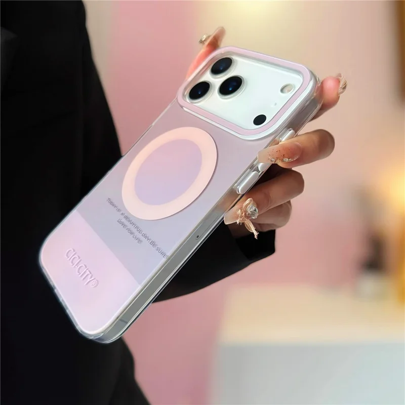 CICI-CITY Capa para iPhone 17 Pro Max Compatível com MagSafe, Capa de Telemóvel em PC + TPU com Cor Macaron IMD - Cinzento