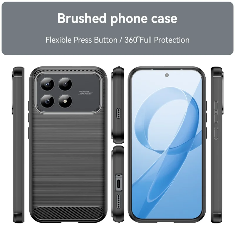For Xiaomi Redmi K90 5G  /  Poco F8 Pro Case Protective Phone Cover Carbon Fiber Texture Brushed - Black