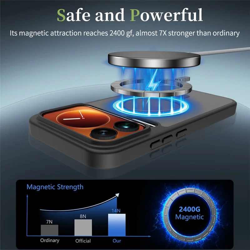 For Xiaomi 17 Pro Max Magnetisk Case TPU Ramme Akryl Bagende Dæksel med Hudfølelse - Sort