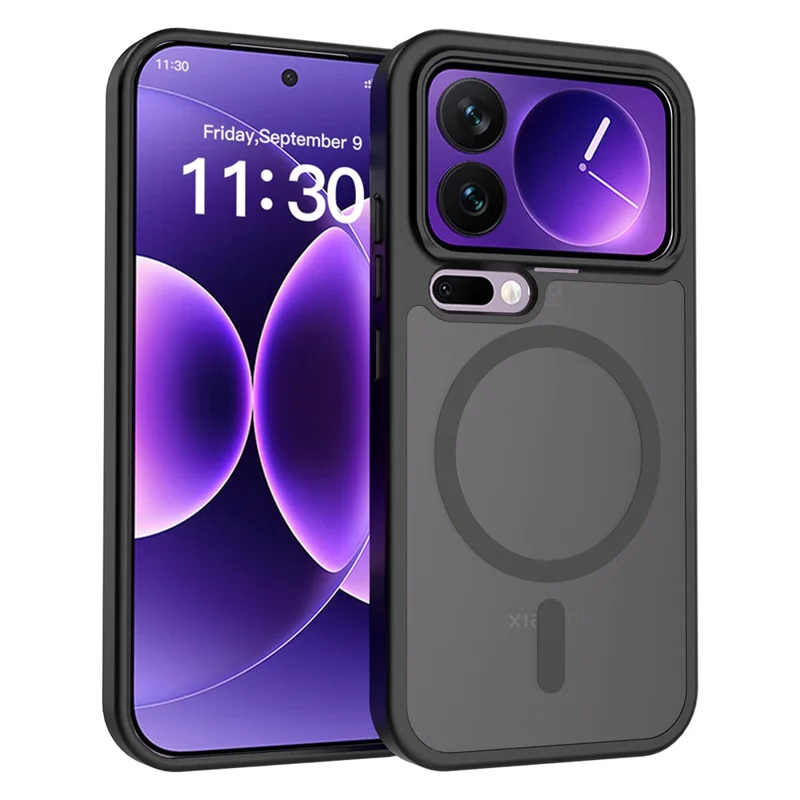 For Xiaomi 17 Pro Magnetic Case TPU Frame Acrylic Back Phone Cover Skin Touch - Black