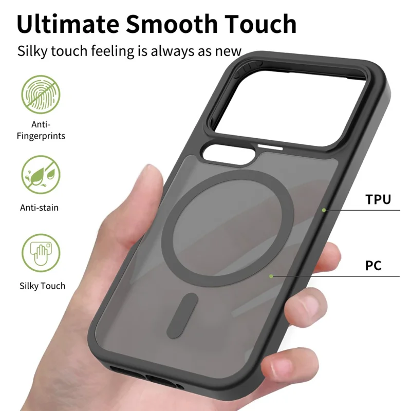 For Xiaomi 17 Pro Magnetic Case TPU Frame Acrylic Back Phone Cover Skin Touch - Black