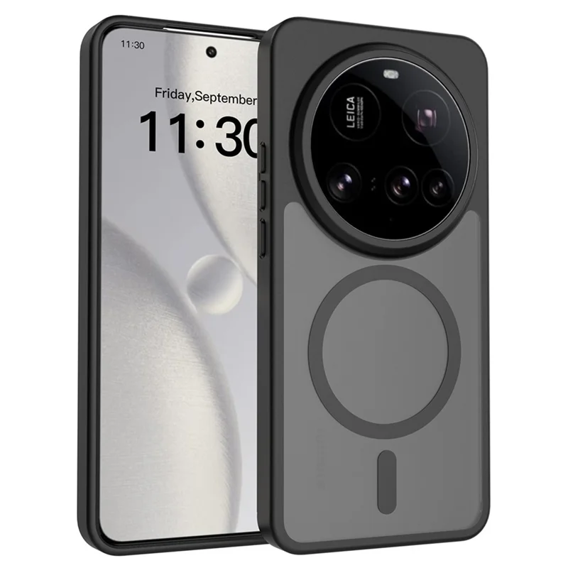 Coque magnétique pour Xiaomi 15 Ultra, cadre en TPU, dos en acrylique, finition tactile douce au toucher - Noir