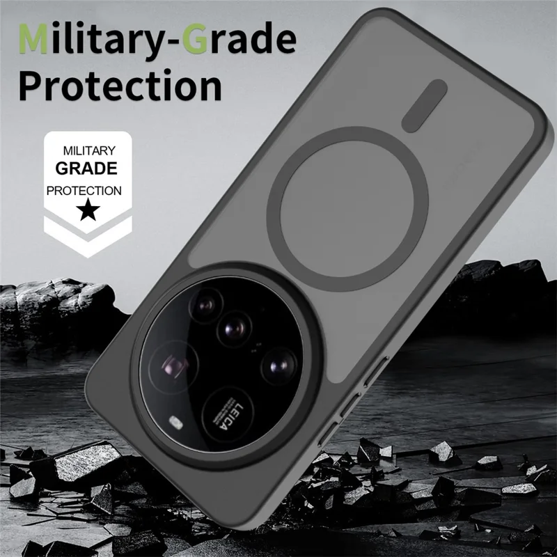 Coque magnétique pour Xiaomi 15 Ultra, cadre en TPU, dos en acrylique, finition tactile douce au toucher - Noir