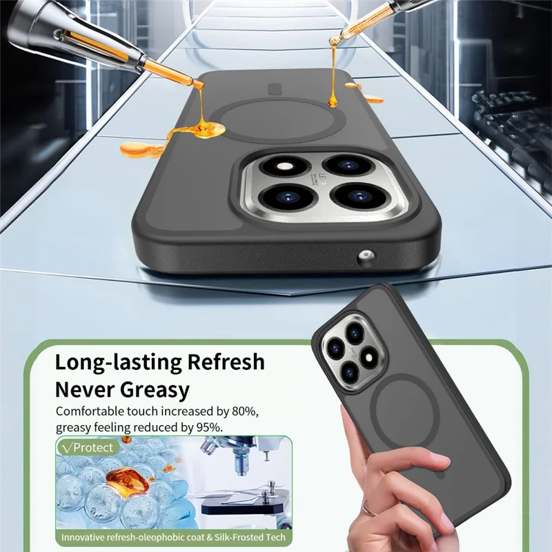 Für Xiaomi 15T Hülle, kompatibel mit MagSafe, TPU-Rahmen, Acryl-Rückseite, Handyhülle mit Hautgefühl - Schwarz