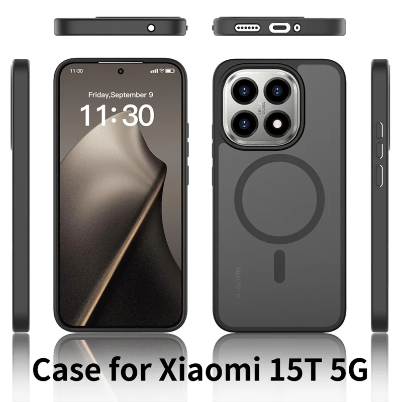 Für Xiaomi 15T Hülle, kompatibel mit MagSafe, TPU-Rahmen, Acryl-Rückseite, Handyhülle mit Hautgefühl - Schwarz