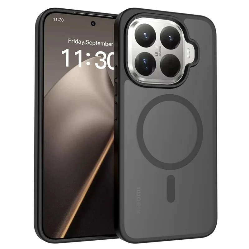Obudowa magnetyczna do Xiaomi 15T Pro, rama TPU, tył z akrylu, pokrowiec na telefon, wrażenie dotyku skóry - Czarny