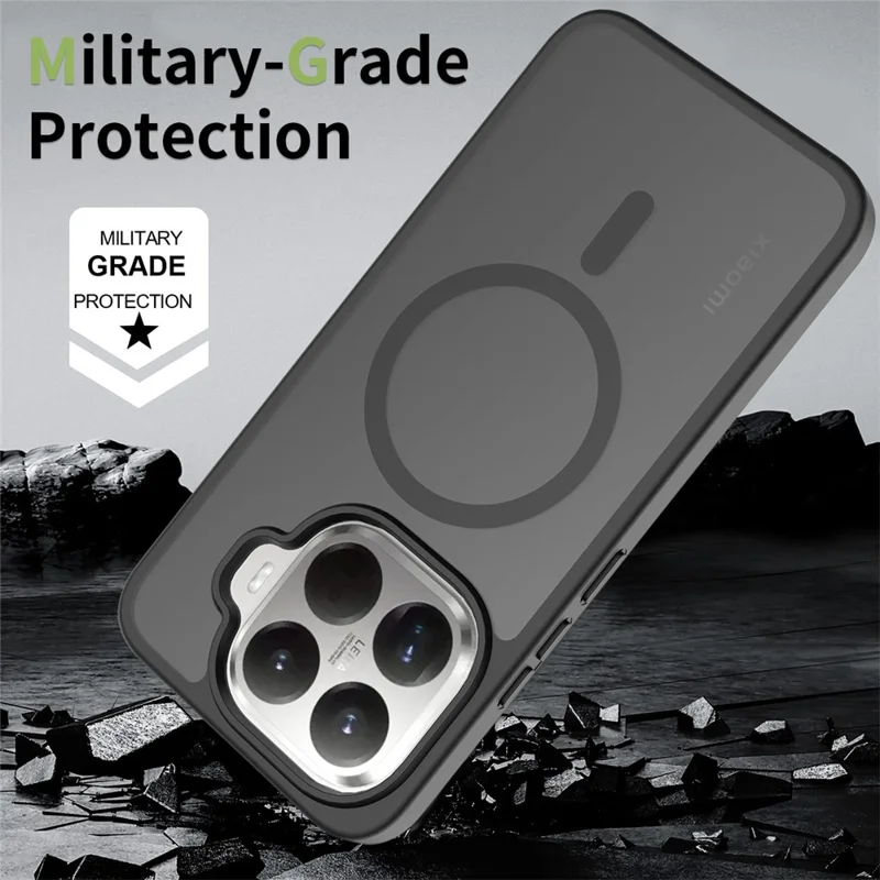 Obudowa magnetyczna do Xiaomi 15T Pro, rama TPU, tył z akrylu, pokrowiec na telefon, wrażenie dotyku skóry - Czarny