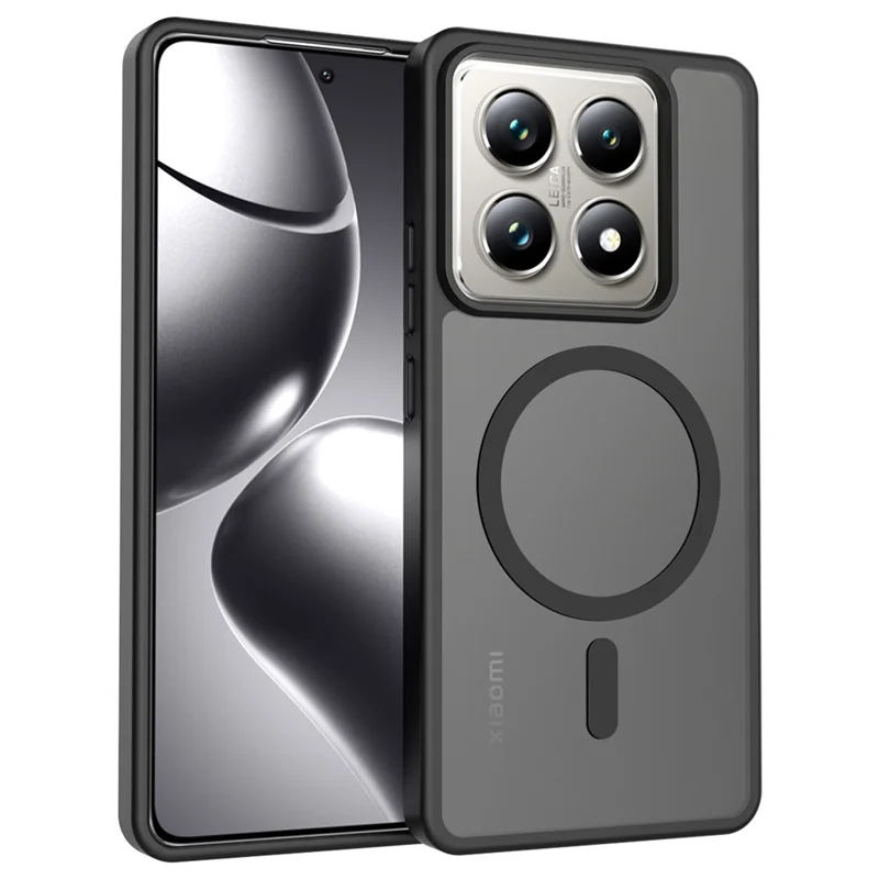 Coque magnétique pour Xiaomi 14T Pro, cadre en TPU, dos en acrylique, finition tactile douce au toucher - Noir