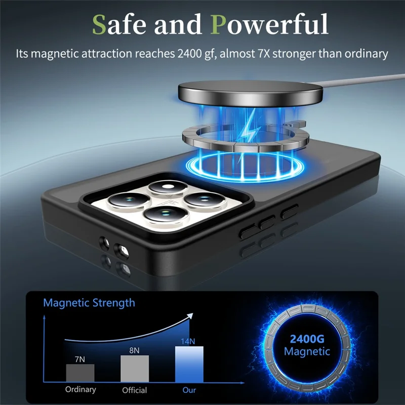 Coque magnétique pour Xiaomi 14T Pro, cadre en TPU, dos en acrylique, finition tactile douce au toucher - Noir