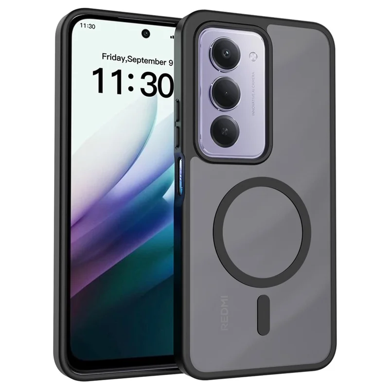 Capa Magnética para Xiaomi Redmi 15 4G (EU) (171 mm) com Estrutura em TPU e Traseira em Acrílico, Toque Suave como a Pele - Preto