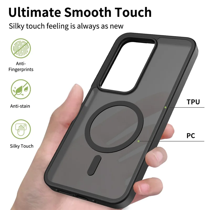 Capa Magnética para Xiaomi Redmi 15 4G (EU) (171 mm) com Estrutura em TPU e Traseira em Acrílico, Toque Suave como a Pele - Preto