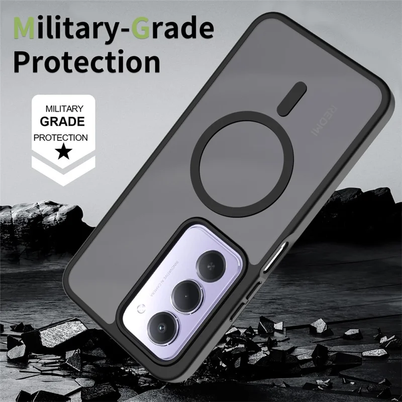 Capa Magnética para Xiaomi Redmi 15 4G (EU) (171 mm) com Estrutura em TPU e Traseira em Acrílico, Toque Suave como a Pele - Preto