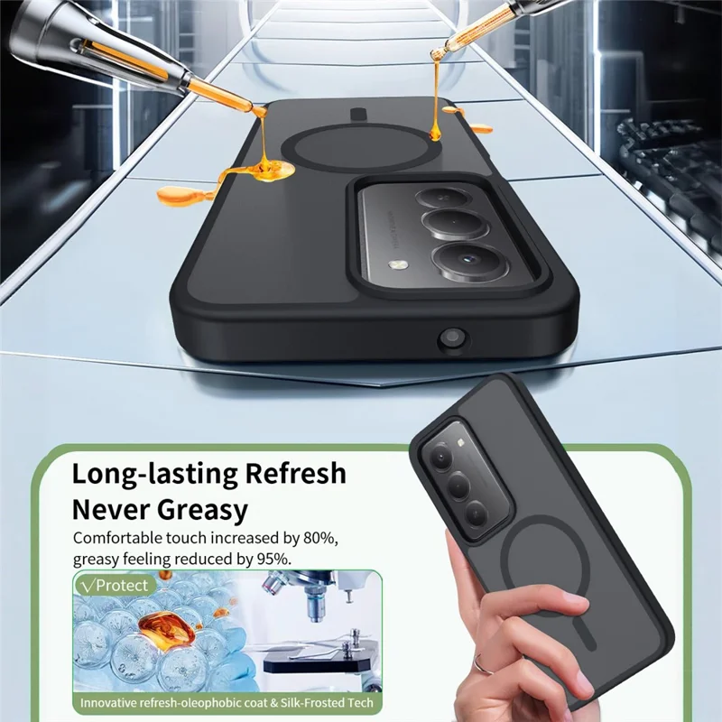 Magnetische Hülle für Xiaomi Redmi 15 5G (Global) (169 mm) mit TPU-Rahmen und Acrylrückseite, Handyhülle mit samtigem Griffgefühl - Schwarz