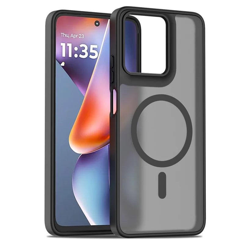 Cover magnetico per Motorola Moto G 5G (2025), telaio in TPU, retro in acrilico, touch morbido - Nero