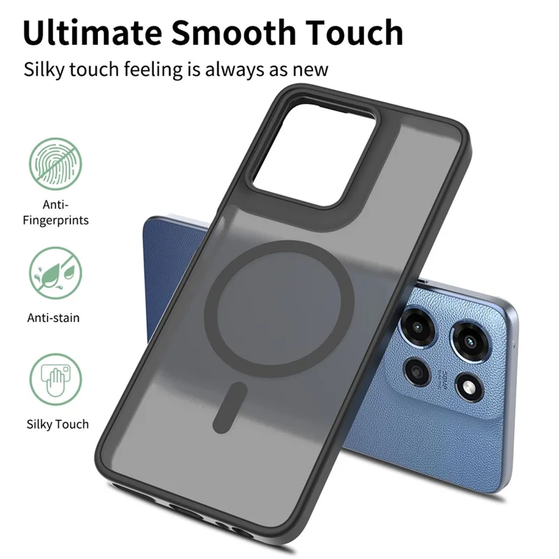 Cover magnetico per Motorola Moto G 5G (2025), telaio in TPU, retro in acrilico, touch morbido - Nero