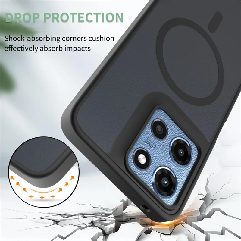 Cover magnetico per Motorola Moto G 5G (2025), telaio in TPU, retro in acrilico, touch morbido - Nero