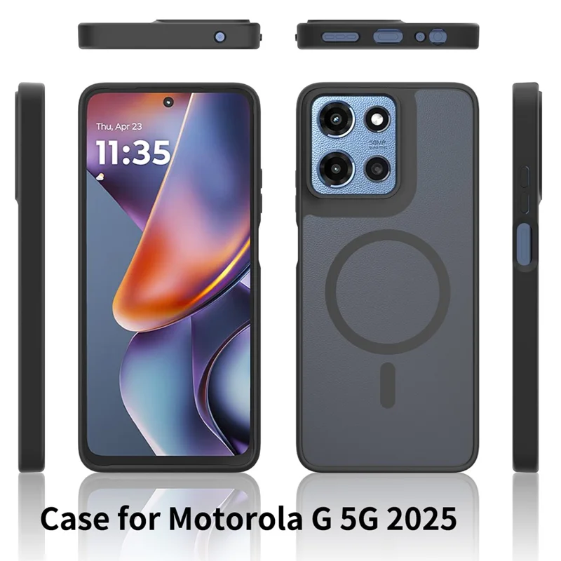 Cover magnetico per Motorola Moto G 5G (2025), telaio in TPU, retro in acrilico, touch morbido - Nero