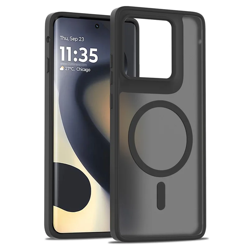 Custodia per Motorola Edge (2025) 5G Compatibile con MagSafe con Telaio in TPU e Retro in Acrilico, Tocco Morbido - Nero