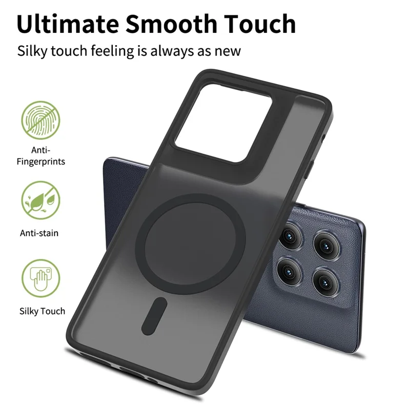 Custodia per Motorola Edge (2025) 5G Compatibile con MagSafe con Telaio in TPU e Retro in Acrilico, Tocco Morbido - Nero