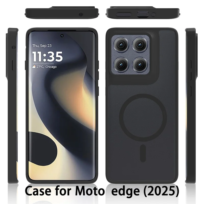 Custodia per Motorola Edge (2025) 5G Compatibile con MagSafe con Telaio in TPU e Retro in Acrilico, Tocco Morbido - Nero