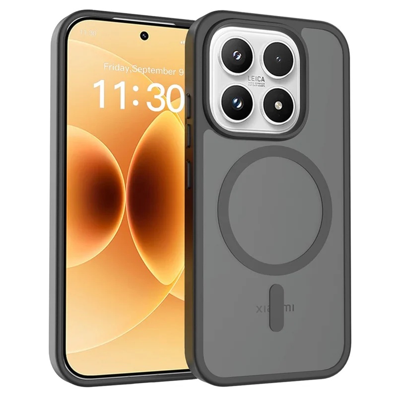 Coque pour Xiaomi 17 compatible avec MagSafe, cadre en TPU, dos en acrylique, toucher doux au toucher - Noir