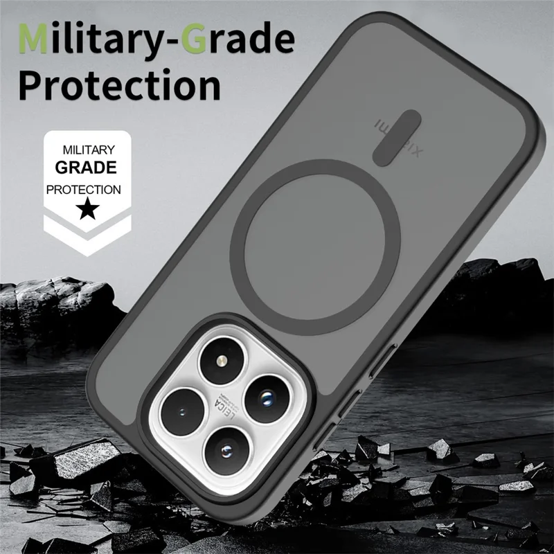 Coque pour Xiaomi 17 compatible avec MagSafe, cadre en TPU, dos en acrylique, toucher doux au toucher - Noir