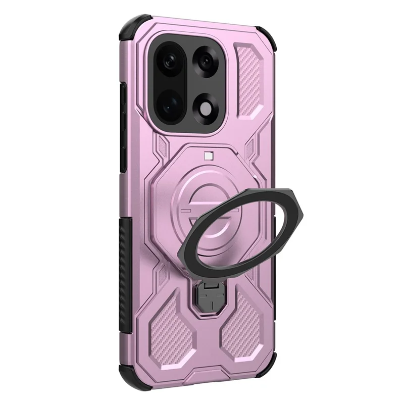 Coque magnétique pour OnePlus 15 5G avec support métallique rotatif, housse arrière résistante en PC + TPU - Rose