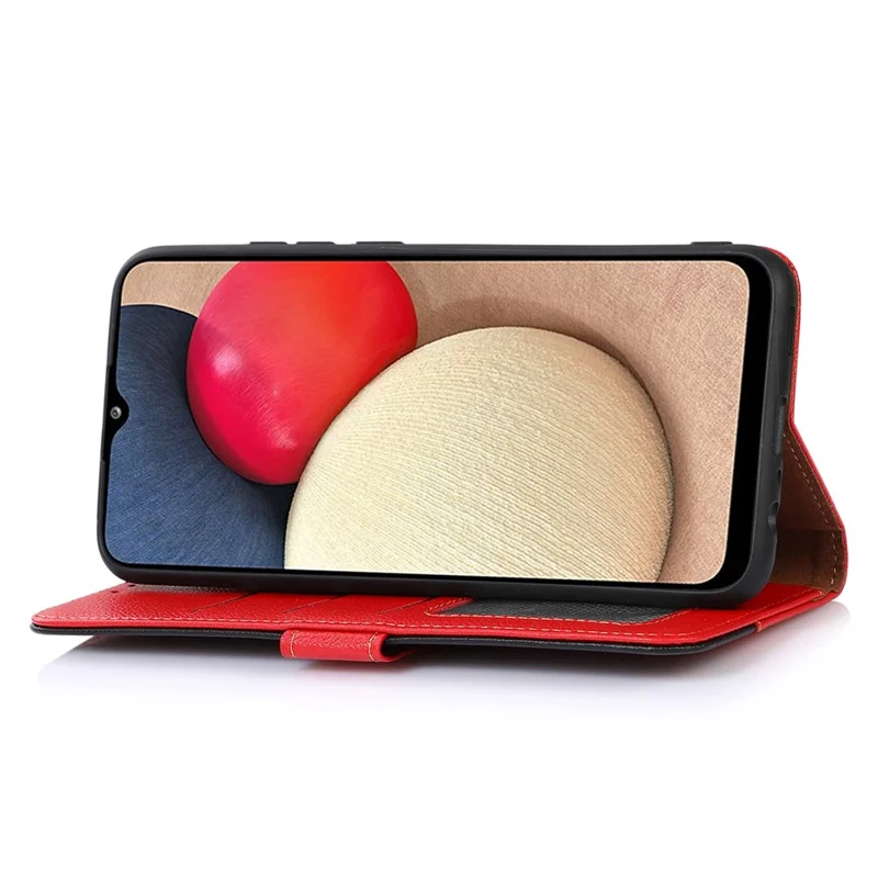 KHAZNEH For Google Pixel 10a Case RFID Blocking Wallet Litchi Texture PU Leather Phone Cover with Strap - Red