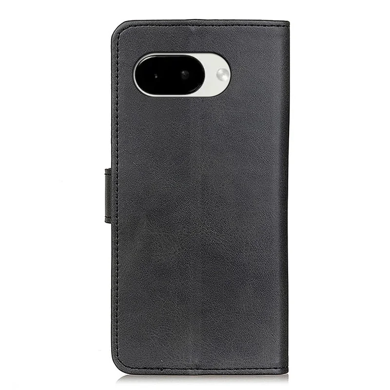 For Google Pixel 10a Case Cowhide Texture Leather Wallet Stand Phone Cover - Black