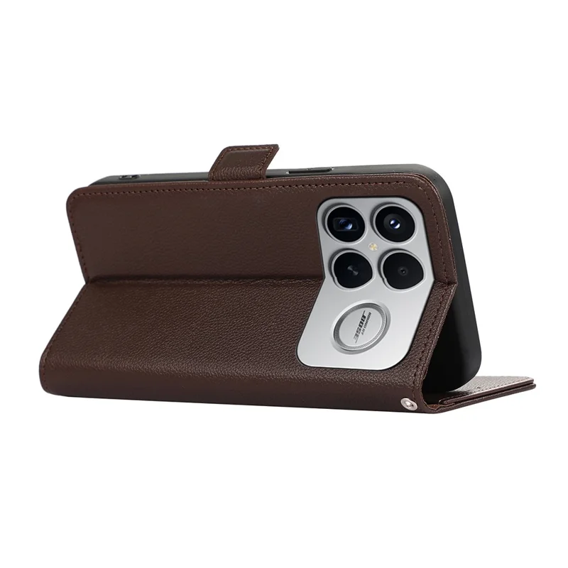 ABEEL voor Xiaomi Redmi K90 Pro Max 5G / Poco F8 Ultra hoesje Litchi-structuur lederen hoes met RFID-blokkering - Bruin