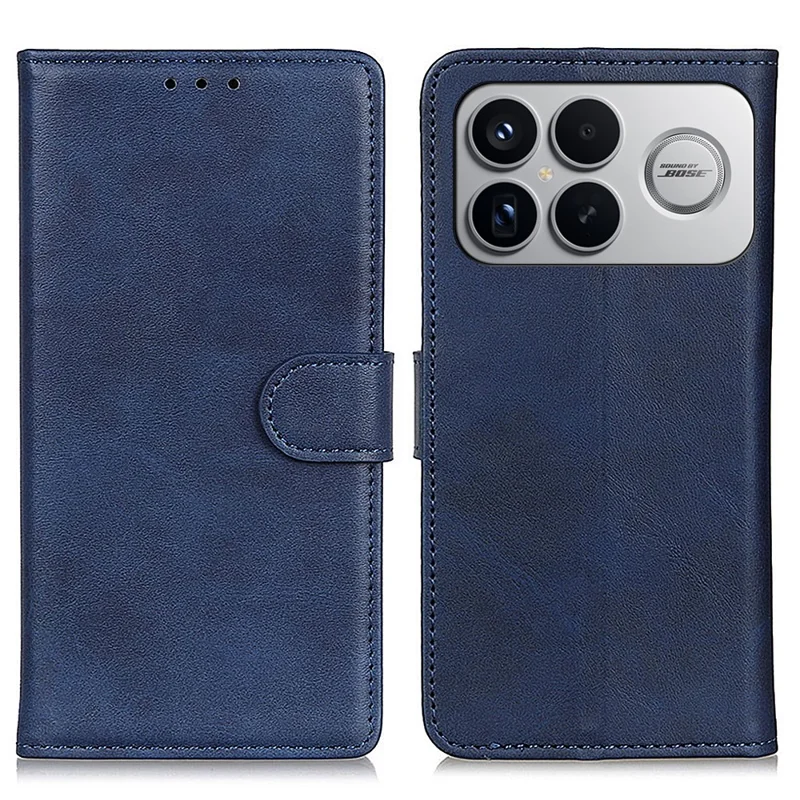 Voor Xiaomi Redmi K90 Pro Max 5G / Poco F8 Ultra hoesje met textuur van koeienleer Lederen portemonnee standaard telefoonhoes - Blauw